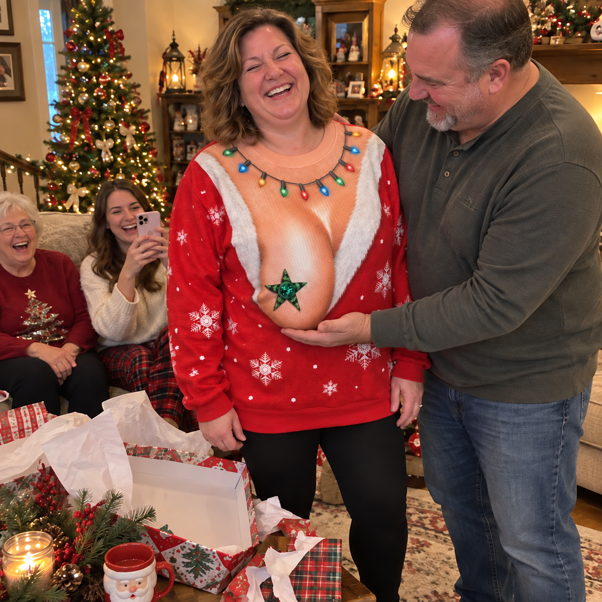 Santa Cleavage Personalized Ugly Sweatshirt TZL0TV081