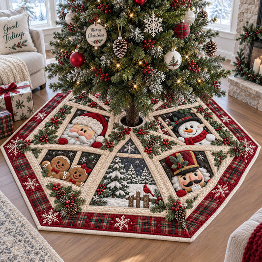 A Cozy Christmas Custom Shape Christmas Quilted Tree Skirt TZL0PT0251