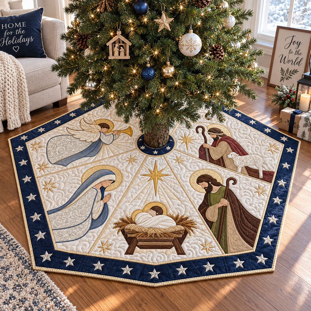 A Savior Is Born Custom Shape Christmas Quilted Tree Skirt TZL0PT0233