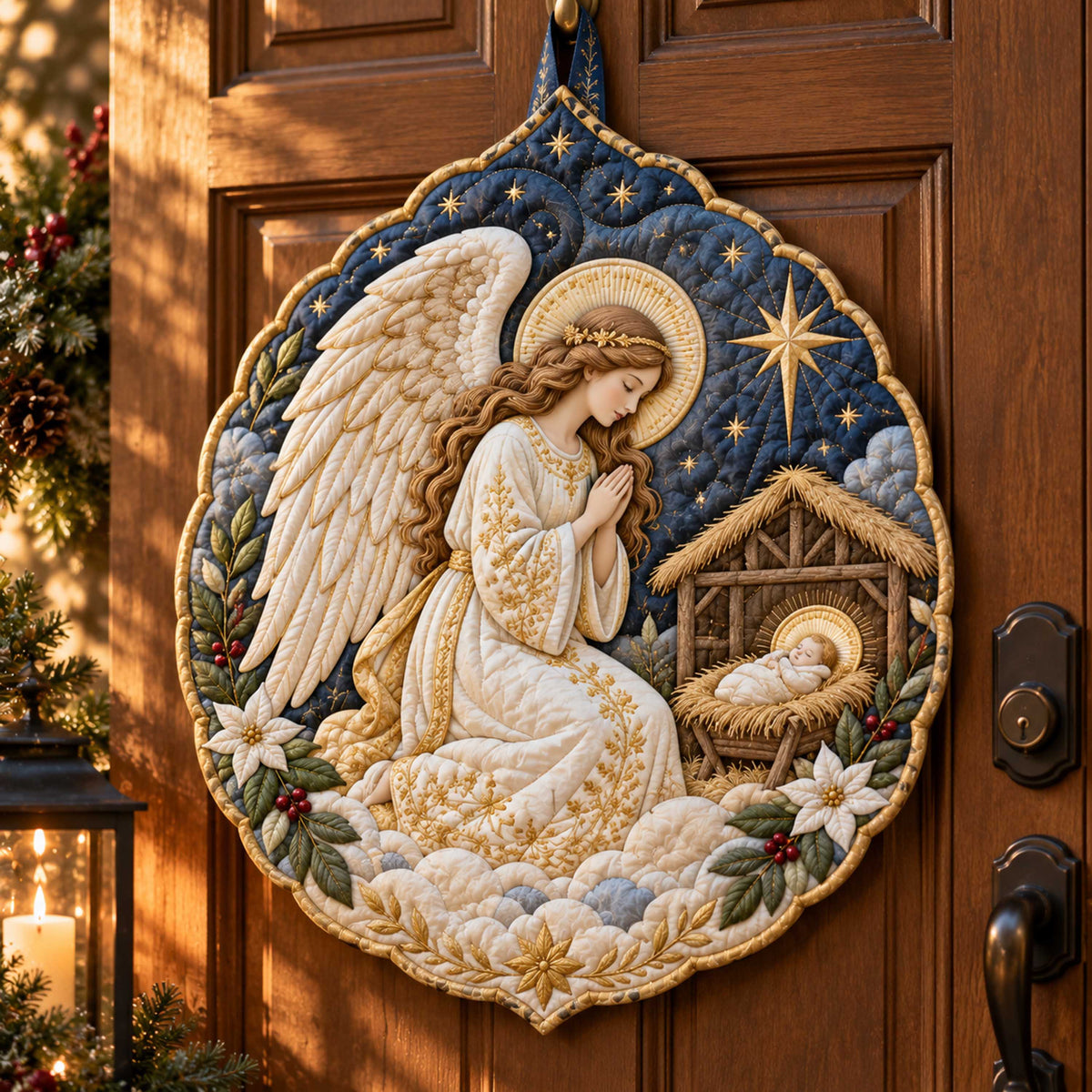 Angel Blessing Custom Shape Quilted Door Hanger TZL0TD85