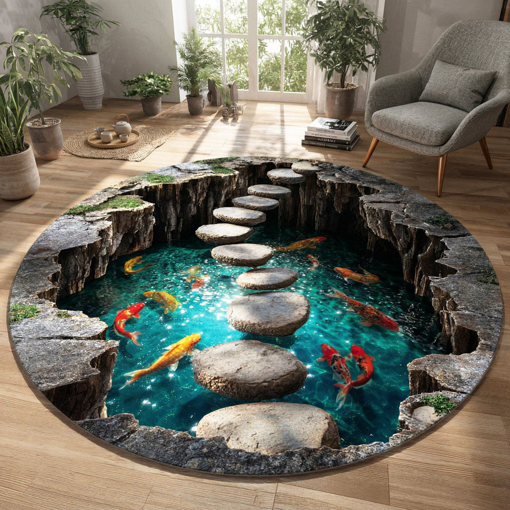 Aqua Koi Round Carpet NCU0TD2543