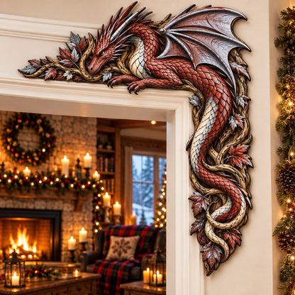 Autumn Ember Dragon Christmas Door Corner Sign TZL0PT0748
