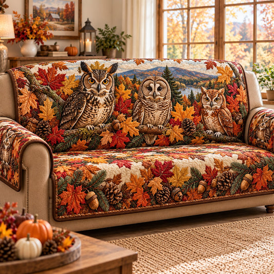 Autumn Maple Owls Quilted Sofa Cover TZL0TD390