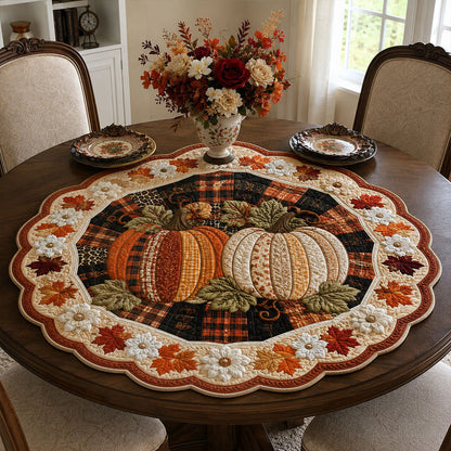 Autumn Patchwork Harvest Custom Shape Quilted Table Topper SN0PT374
