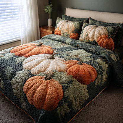 Autumn Pumpkins 3-Piece Quilted Bedding Set NCU0VL3698