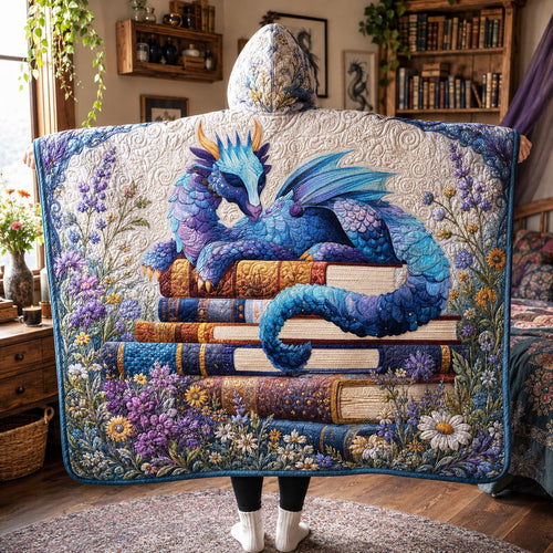 Azure Book Dragon Quilted Hooded Blanket TZL0DV030