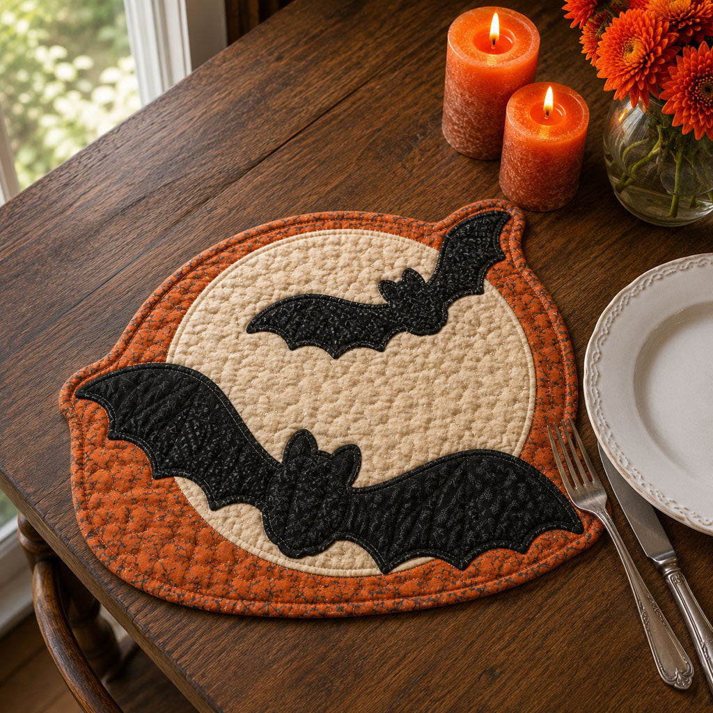 Bat Moonrise Custom Shape Quilted Placemat SN0PT320