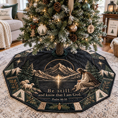 Be Still And Know Custom Shape Christmas Quilted Tree Skirt TZL0PT0285