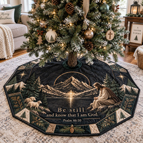 Be Still And Know Custom Shape Christmas Quilted Tree Skirt TZL0PT0285