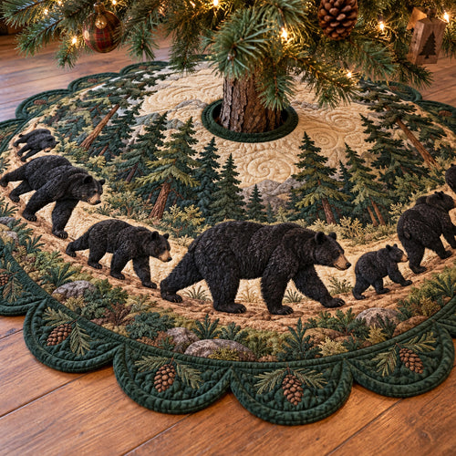 Bear Forest Journey Custom Shape Christmas Quilted Tree Skirt TZL0TV110