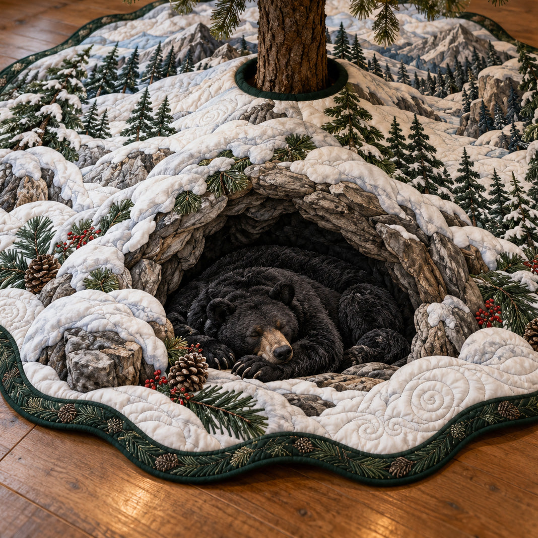 Bear Mountain Custom Shape Christmas Quilted Tree Skirt TZL0TV105