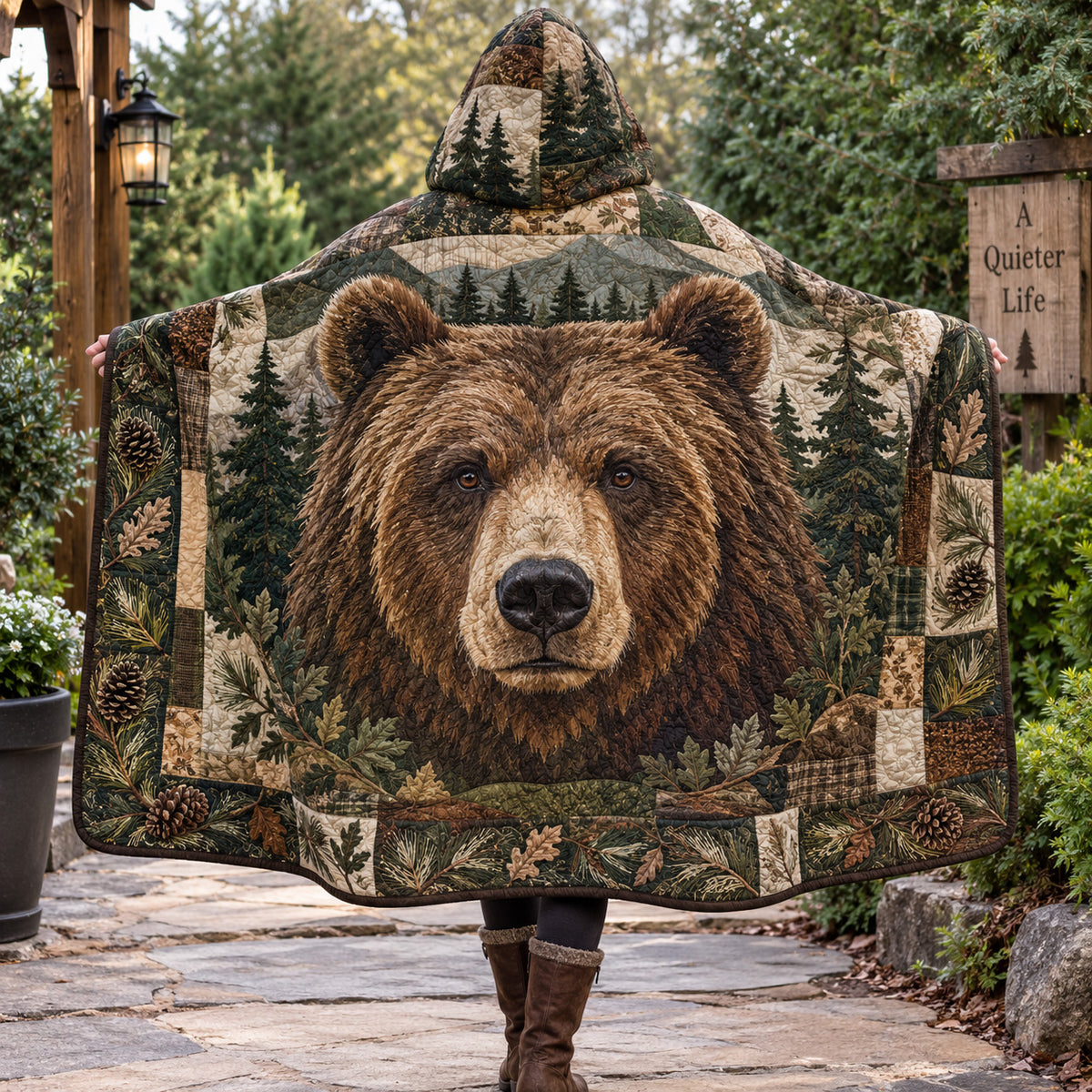 Bearwood Spirit Quilted Hooded Blanket TZL0TV040