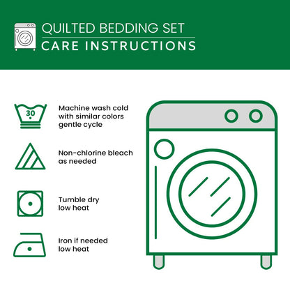 Stellar Leaf Motif 3-Piece Quilted Bedding Set NCU0VL3668