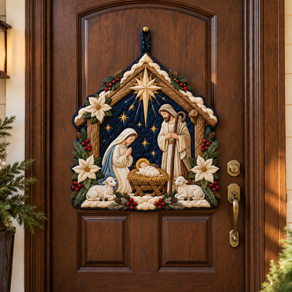 Bethlehem Blessing Custom Shape Quilted Door Hanger TZL0TD71