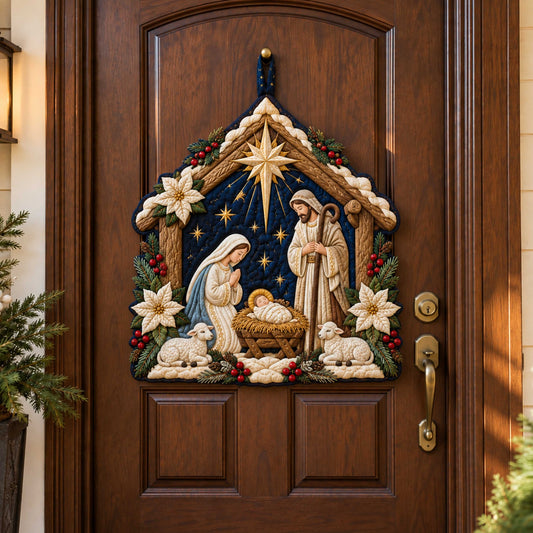 Bethlehem Blessing Custom Shape Quilted Door Hanger TZL0TD71