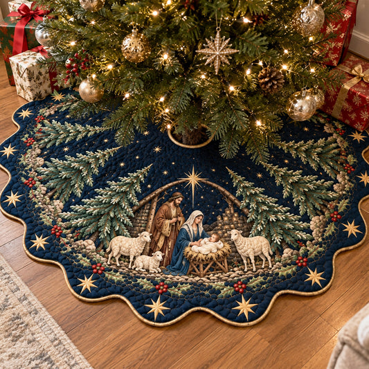 Bethlehem Night Custom Shape Christmas Quilted Tree Skirt TZL0TV061