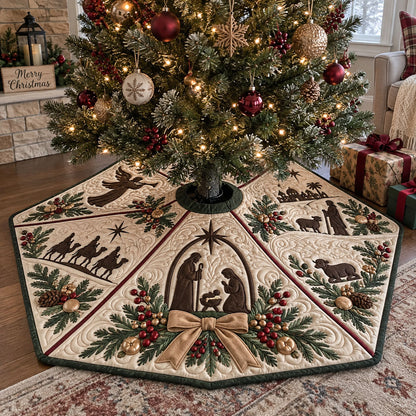 Bethlehem Star Custom Shape Christmas Quilted Tree Skirt TZL0PT0235