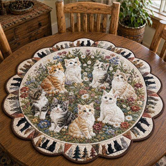 Blooming Paws Custom Shape Quilted Table Topper TZL0PT0031