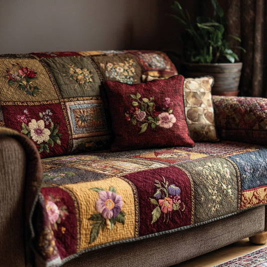 Blossom Cottage Warmth Quilted Sofa Cover NCU0VL2994