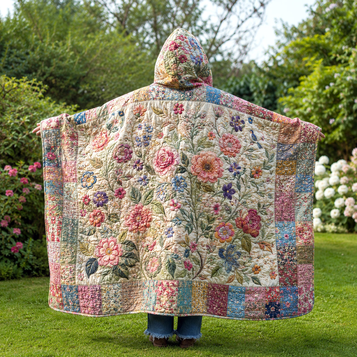 Blossom Haven Quilted Hooded Blanket TZL0TV027