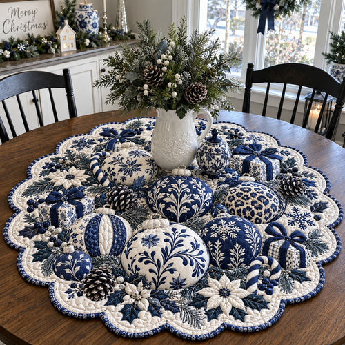 Blue Willow Christmas Elegance Custom Shape Quilted Table Topper TZL0PT0362