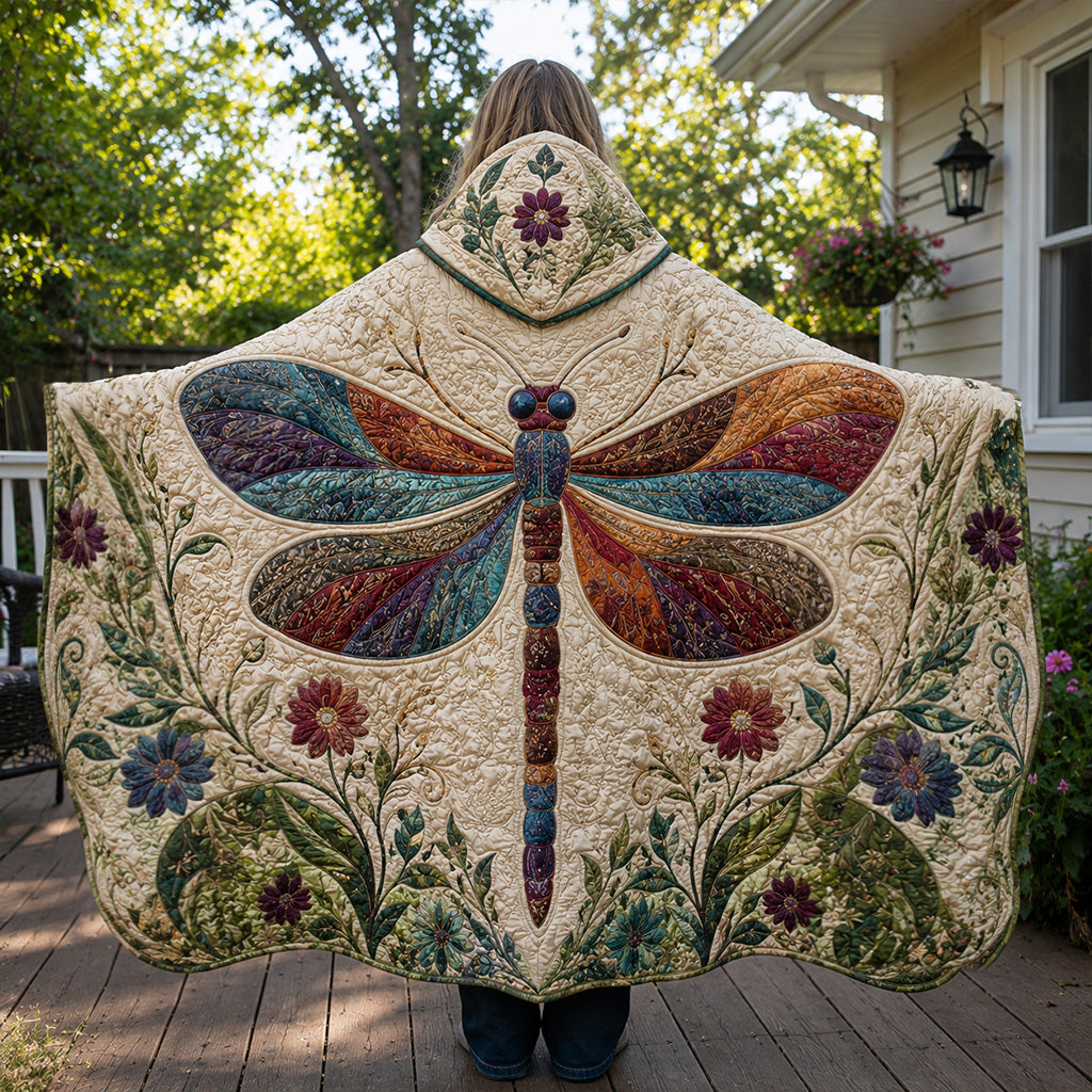 Botanical Dragonfly Dreams Quilted Hooded Blanket TZL0PT0120