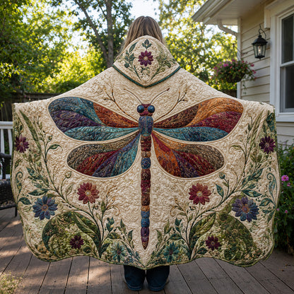 Botanical Dragonfly Dreams Quilted Hooded Blanket TZL0PT0120