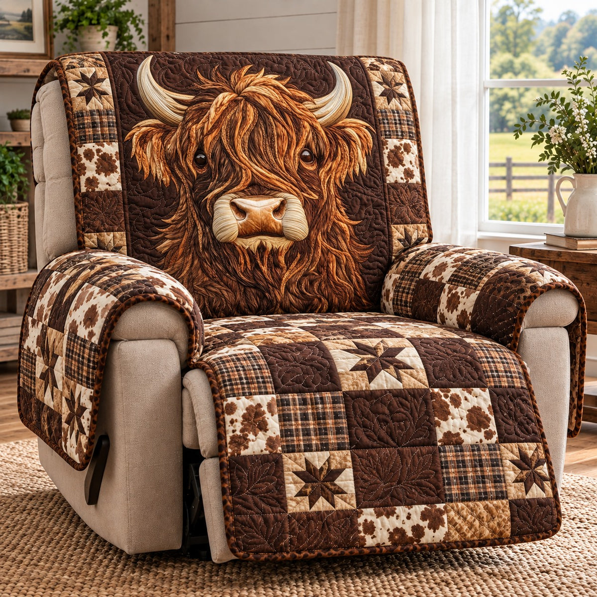 Brown Star Ranch Quilted Sofa Cover TZL0PT0759