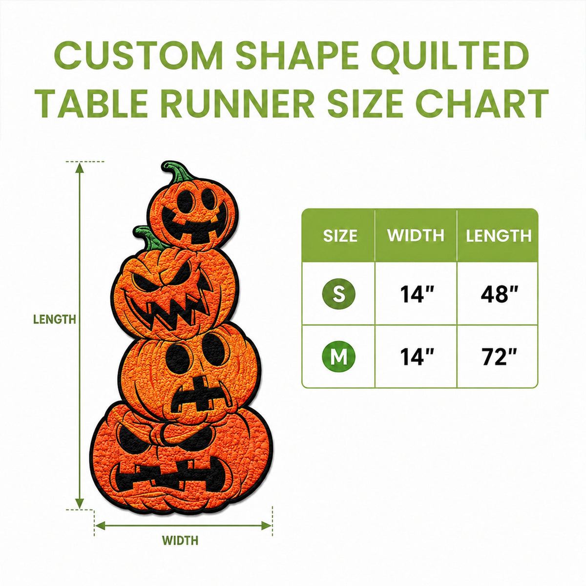 Pumpkin Village Custom Shape Quilted Table Runner SN0DV129