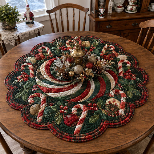 Candy Cane Wonderland Custom Shape Quilted Table Topper TZL0PT0169