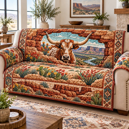 Canyon Longhorn Quilted Sofa Cover TZL0TD409