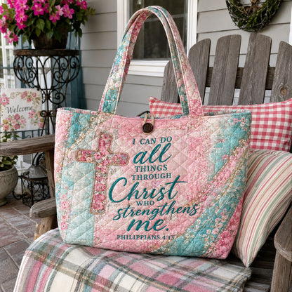 Carried by His Strength Quilted Classic Tote Bag TZL0PT0045