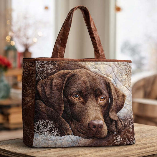 Chocolate Nap Lab Quilted Tote Bag NCU0NT9084