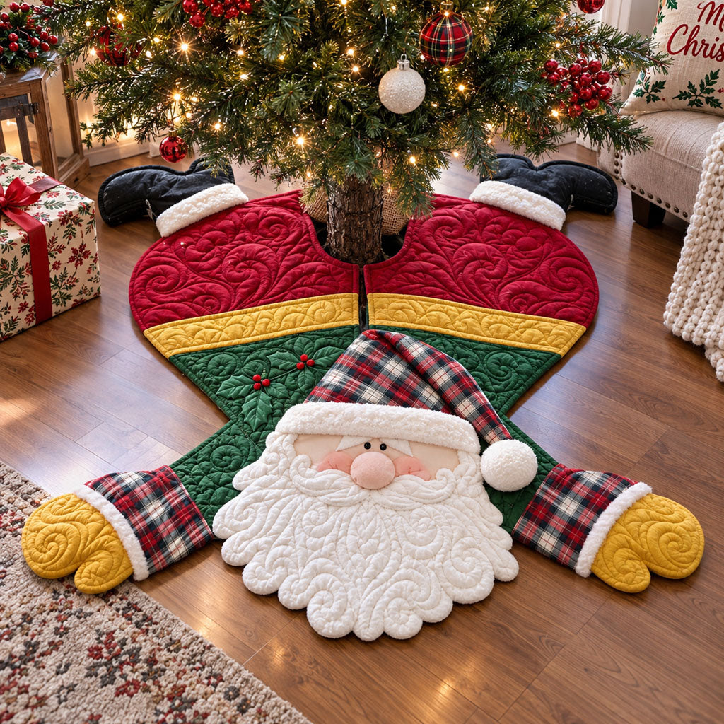 Christmas Cuddle Custom Shape Christmas Quilted Tree Skirt TZL0PT0286