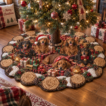 Christmas Dachshund Parade Custom Shape Christmas Quilted Tree Skirt TZL0PT0382