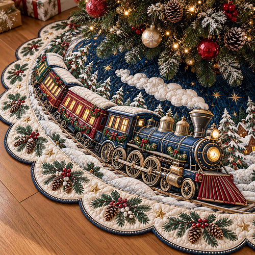 Christmas Express Custom Shape Christmas Quilted Tree Skirt TZL0TD127