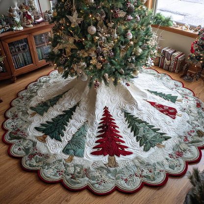 Christmas Forest Custom Shape Christmas Quilted Tree Skirt TZL0DV040