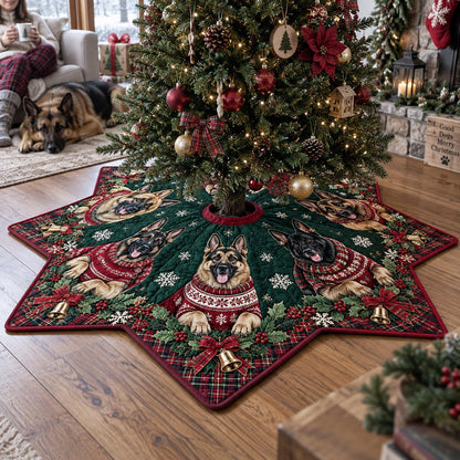Christmas German Shepherd Custom Shape Christmas Quilted Tree Skirt TZL0DV142