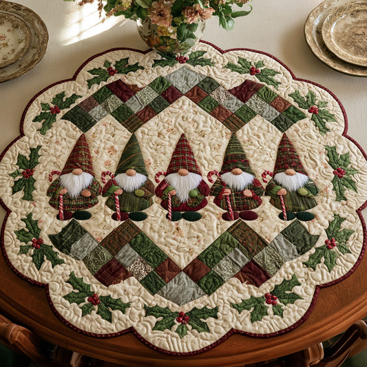 Christmas Gnome Garden Custom Shape Quilted Table Topper TZL0PT0170