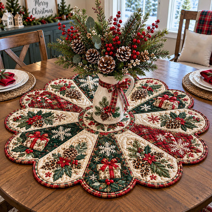 Christmas Heirloom Garden Custom Shape Quilted Table Topper TZL0PT0346