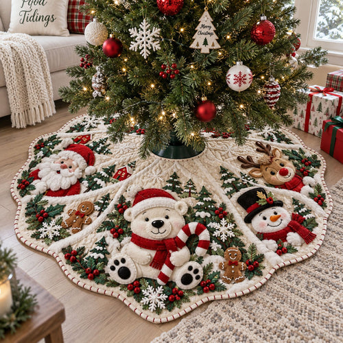 Christmas Morning Magic Custom Shape Christmas Quilted Tree Skirt TZL0PT0255