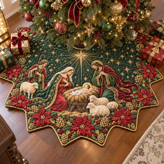 Christmas Nativity Custom Shape Christmas Quilted Tree Skirt TZL0TD14