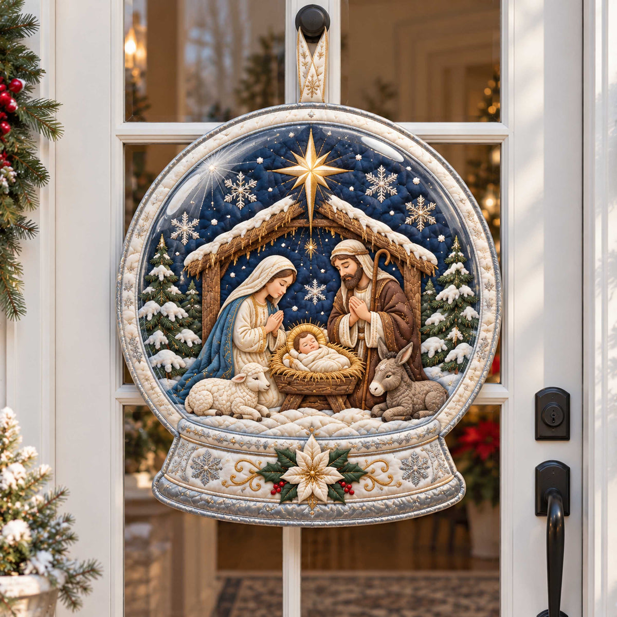Christmas Nativity Custom Shape Quilted Door Hanger TZL0TD83