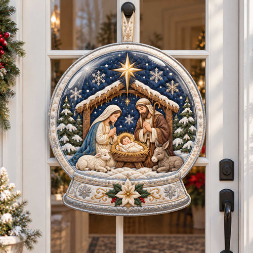 Christmas Nativity Custom Shape Quilted Door Hanger TZL0TD83