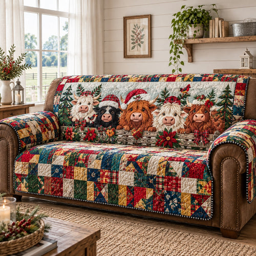 Christmas Pine Herd Quilted Sofa Cover TZL0PT0760