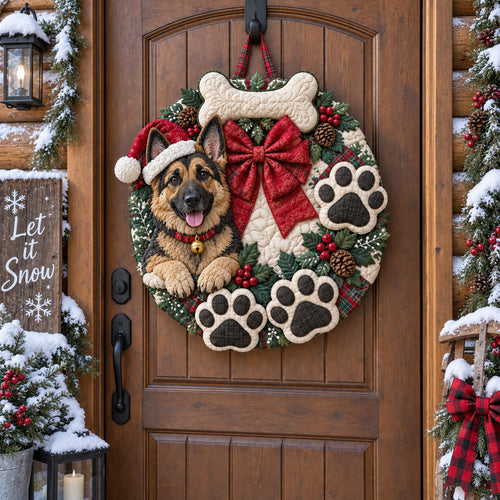 Christmas Puppy Wishes Custom Shape Quilted Door Hanger TZL0PT0331