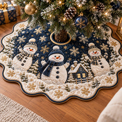 Christmas Snowman Custom Shape Christmas Quilted Tree Skirt TZL0TD113