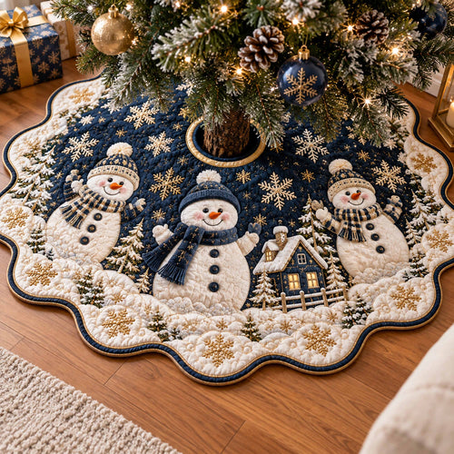 Christmas Snowman Custom Shape Christmas Quilted Tree Skirt TZL0TD113