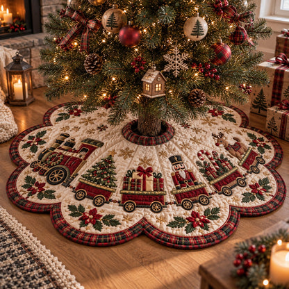 Christmas Train Journey Custom Shape Christmas Quilted Tree Skirt TZL0DV178