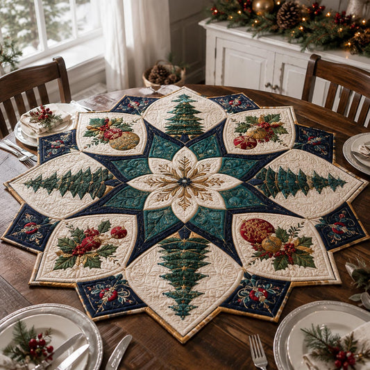 Christmas Tree Medallion Custom Shape Quilted Table Topper TZL0DV002